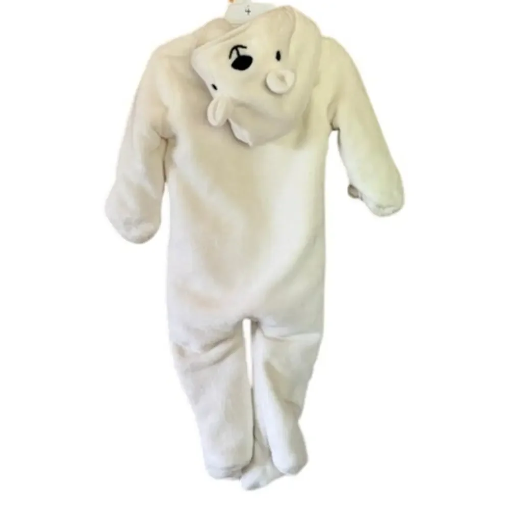 The Children's Place Polar Bear Hooded Fleece Suit One Piece 12-18 Months